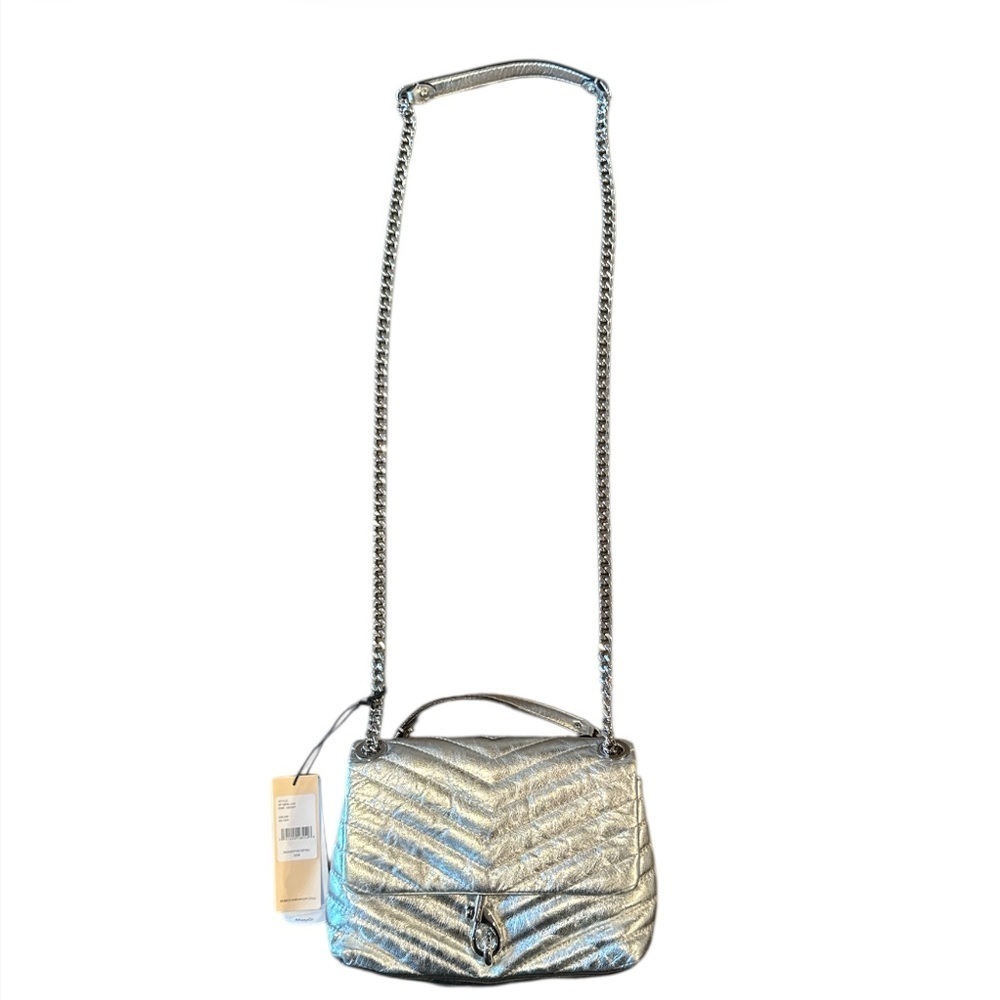 Rebecca Minkoff Edie Silver Convertable Chain Strap Quilted Crossbody Bag NWT